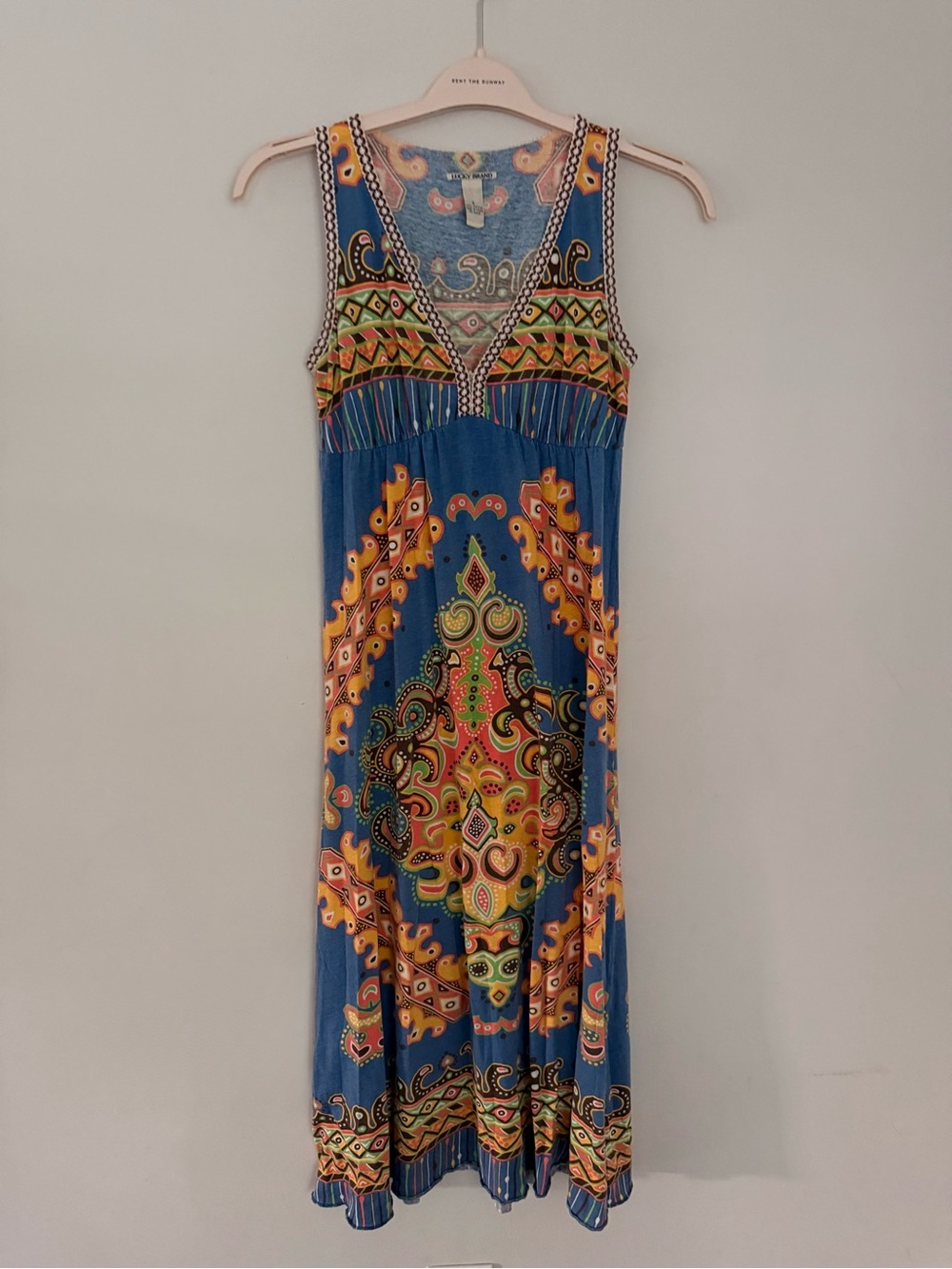 Lucky Brand Y2K Boho Midi Dress Sleeveless Size Small